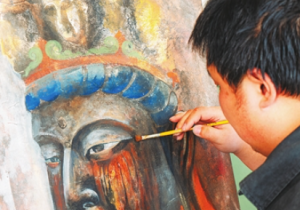 他用“山石”临摹独乐寺壁画