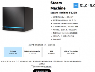 Steam Machine 1049美元起 6月30日发货